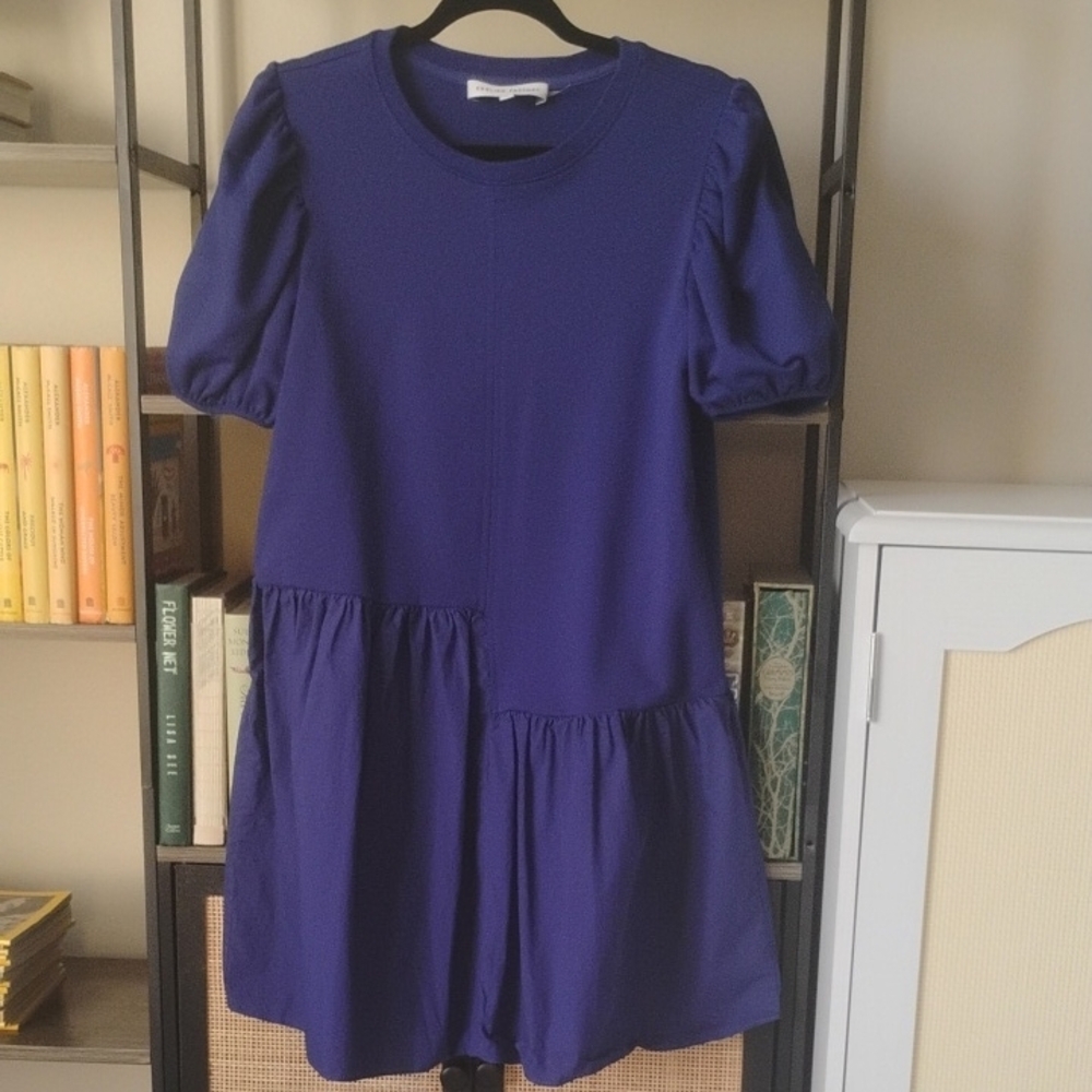 Puff Sleeves! Royal Purple English Factory Dress